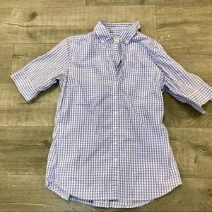 Banana Republic Purple Check Short Sleeve Shirt